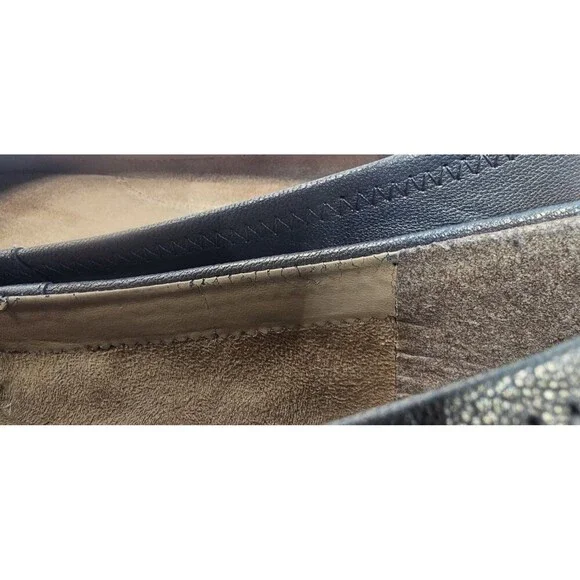 Aerosoles Beckon Metallic Blue & Gold Bow Leather Flats Women US 9.5M Cap Toe - Picture 13 of 16